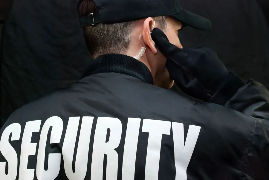 Security officer on duty in a jacket marked security